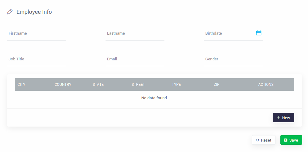 Form Data Table