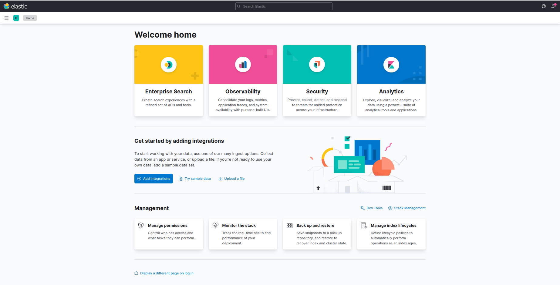 Kibana Home Page