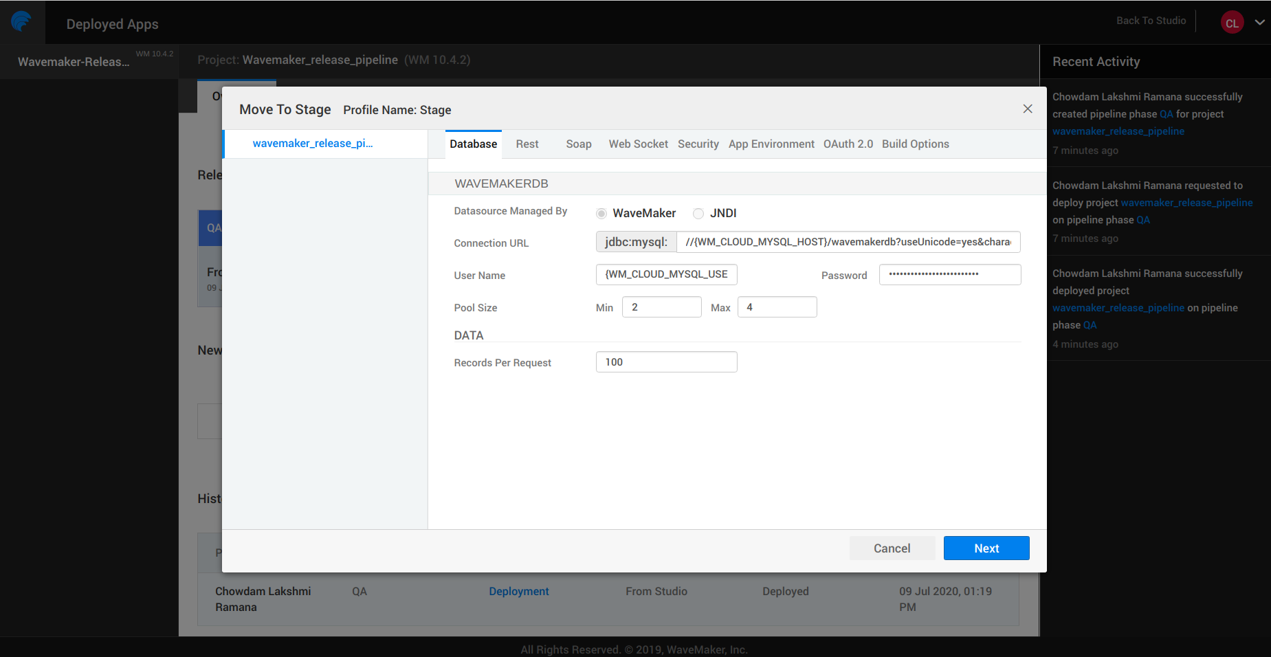 phase Database configurations