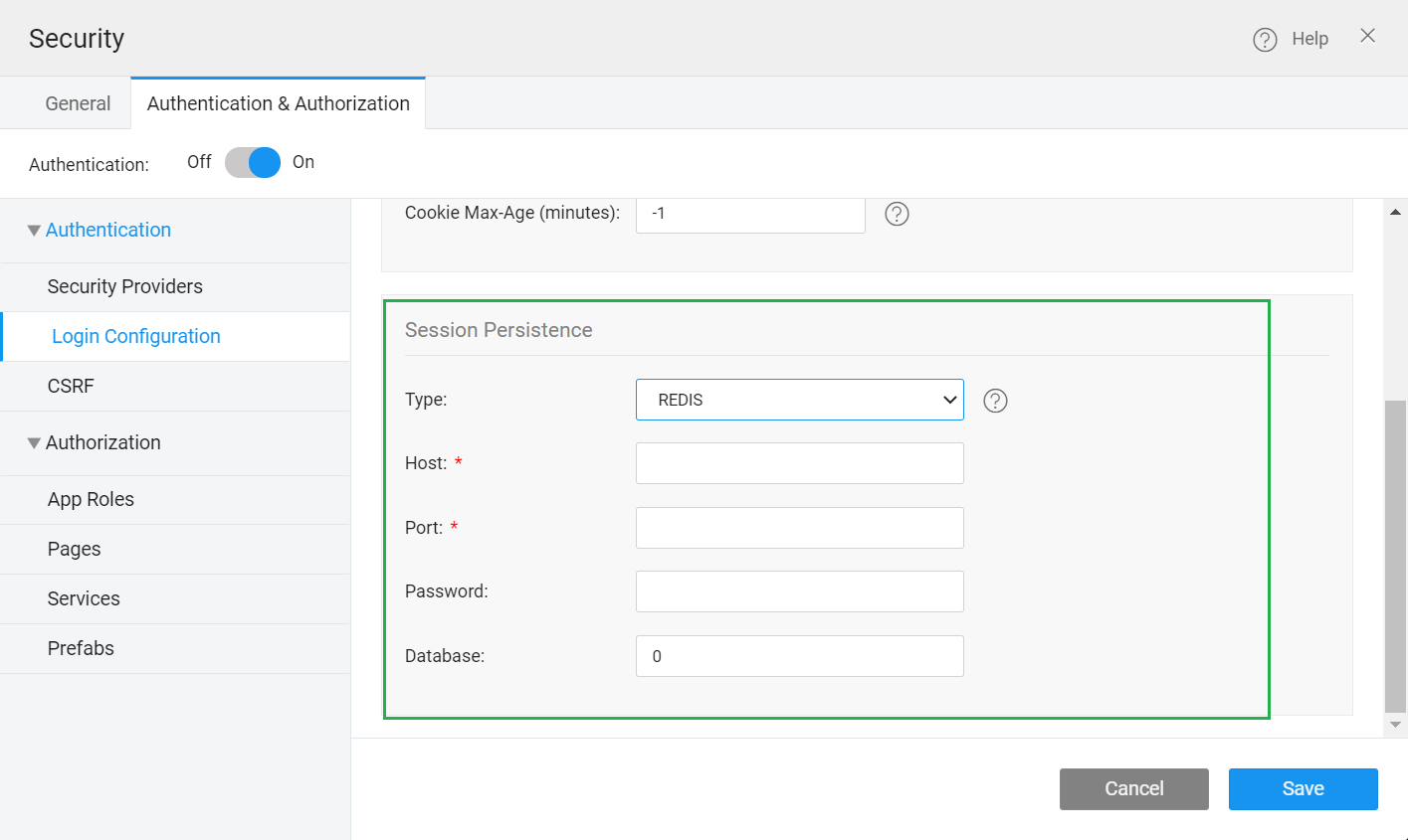 REDIS session persistence