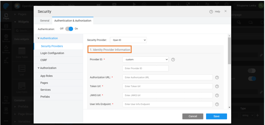 Open ID properties